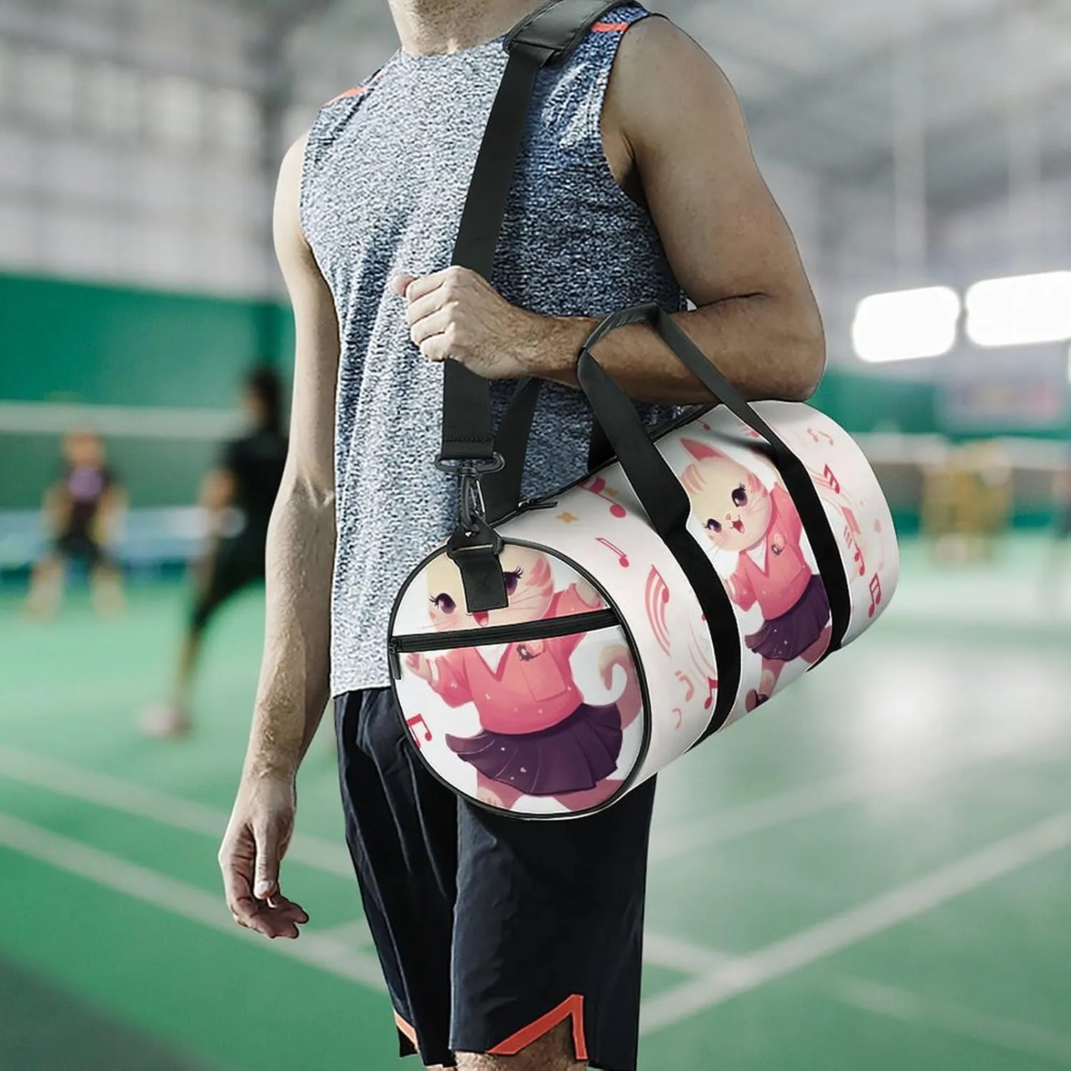 Gym Bag for Men Women Skirt Cat Duffel Bag Overnight Bag with Compartment Gym Sackpac
