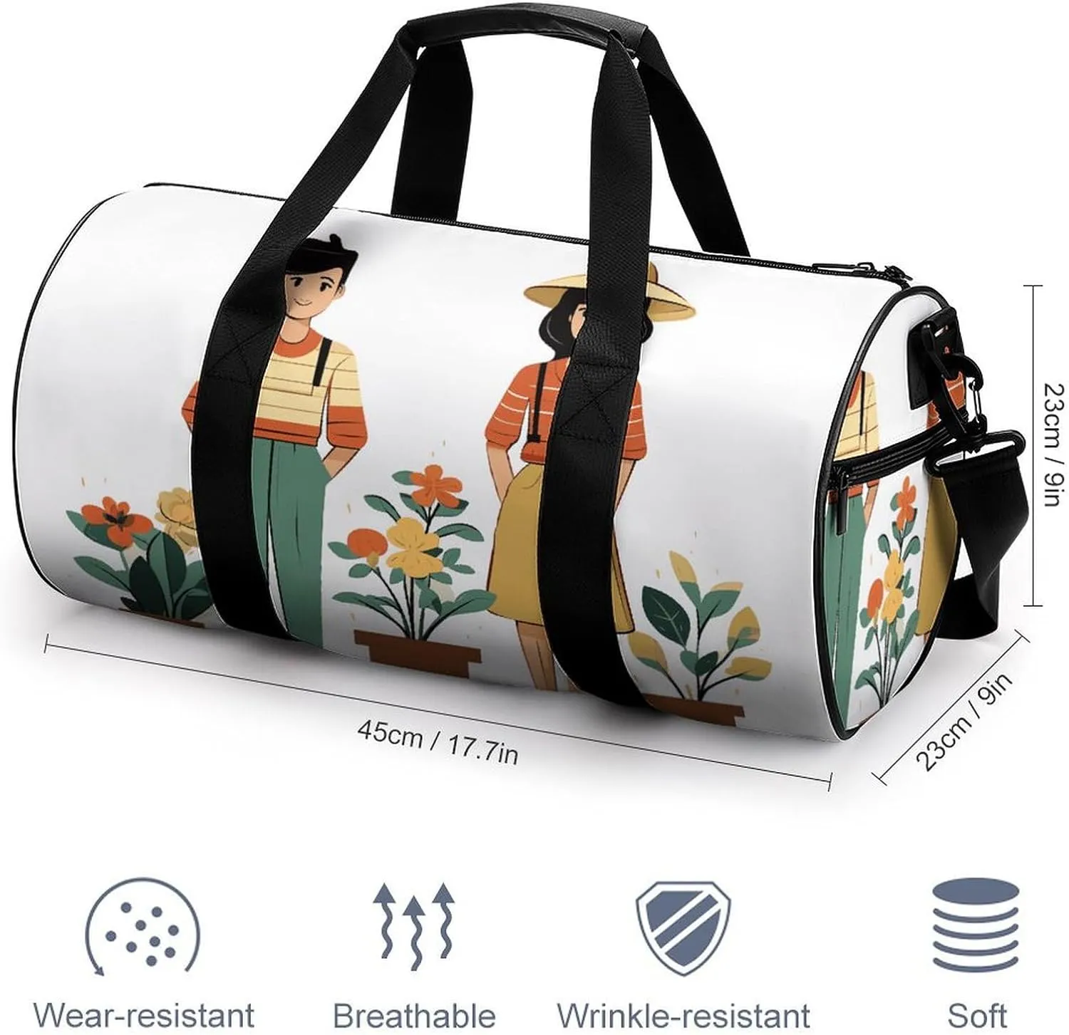 Gym Bag for Men Women Village Life Duffel Bag Overnight Bag with Compartment Gym Sackpac