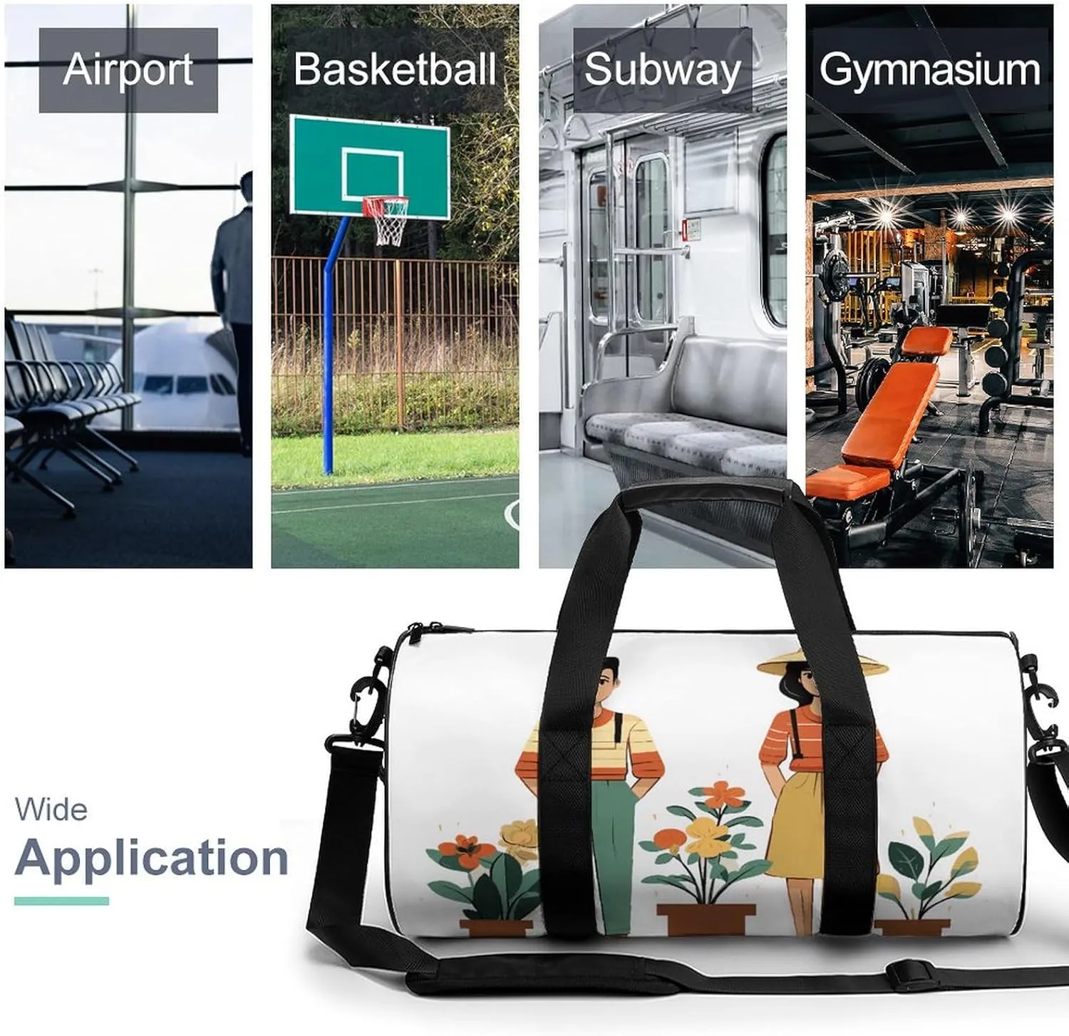 Gym Bag for Men Women Village Life Duffel Bag Overnight Bag with Compartment Gym Sackpac