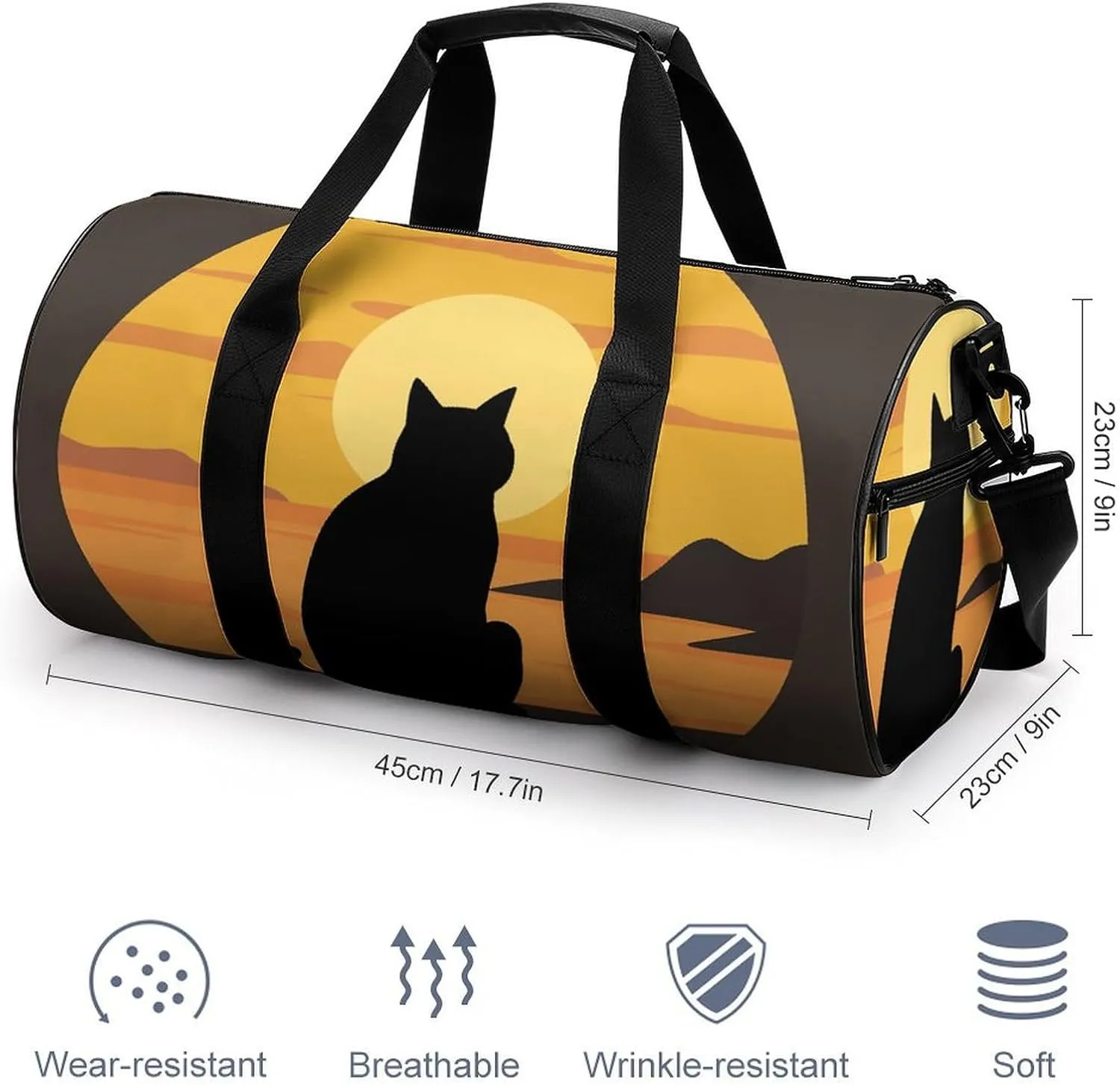 Gym Bag for Men Women Warm Cat Duffel Bag Overnight Bag with Compartment Gym Sackpac