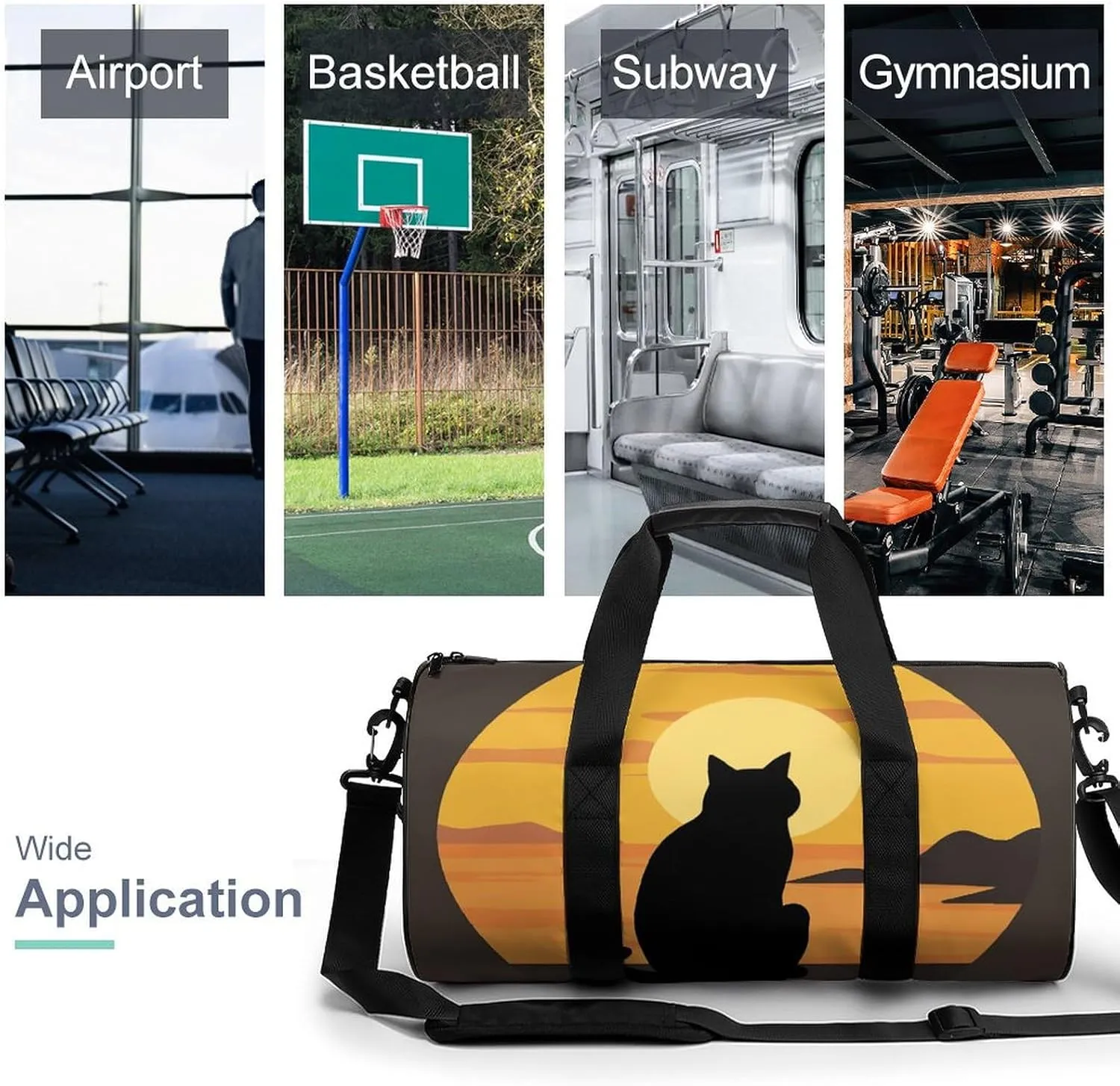 Gym Bag for Men Women Warm Cat Duffel Bag Overnight Bag with Compartment Gym Sackpac