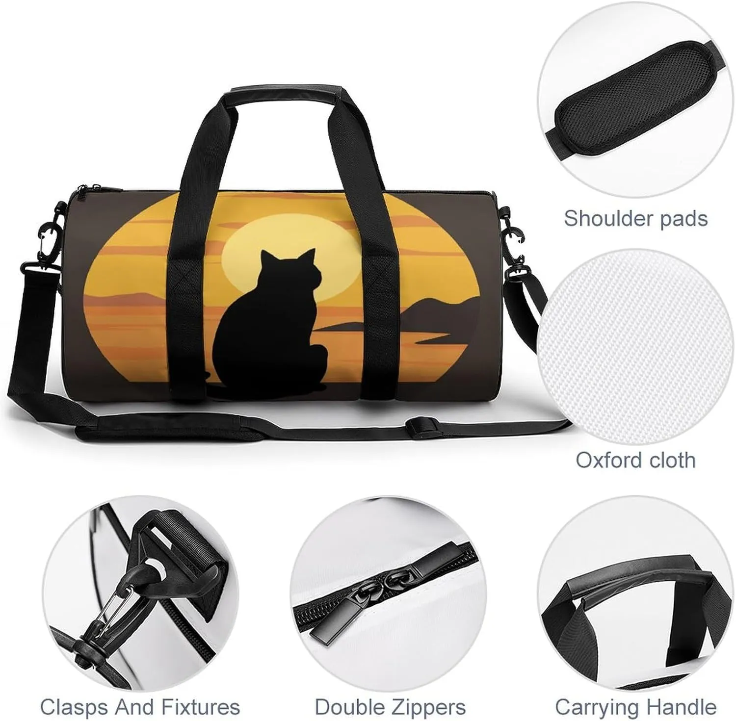 Gym Bag for Men Women Warm Cat Duffel Bag Overnight Bag with Compartment Gym Sackpac