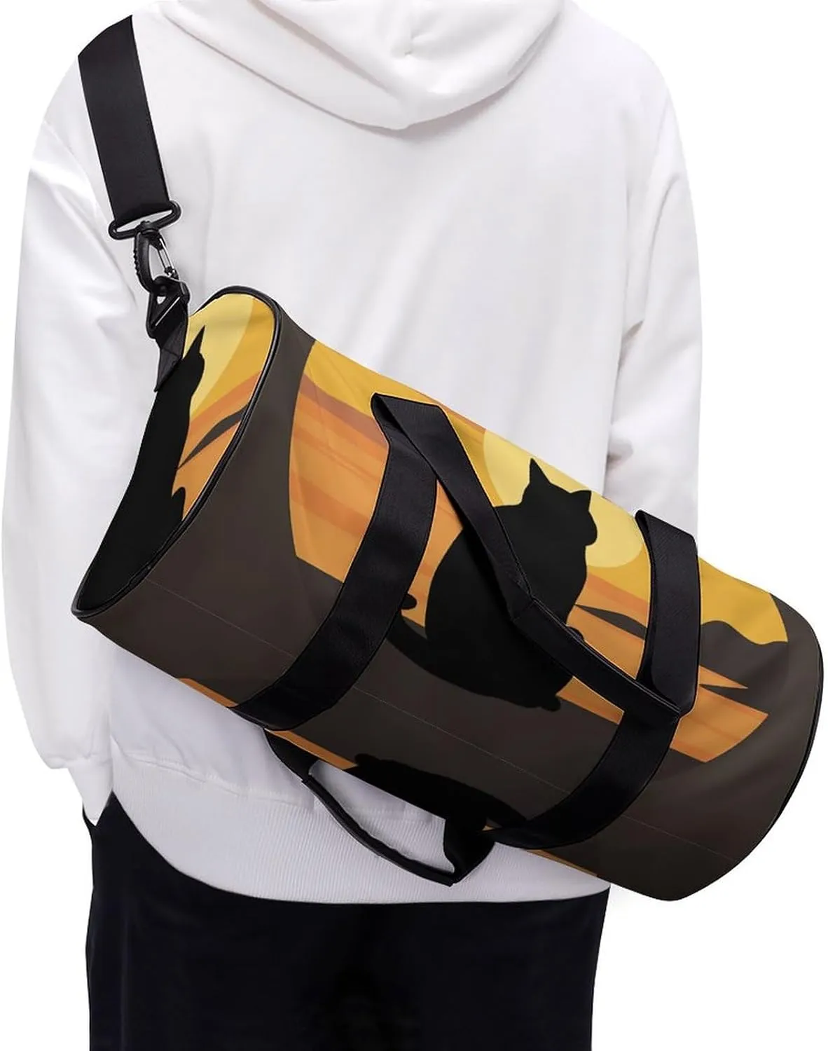 Gym Bag for Men Women Warm Cat Duffel Bag Overnight Bag with Compartment Gym Sackpac