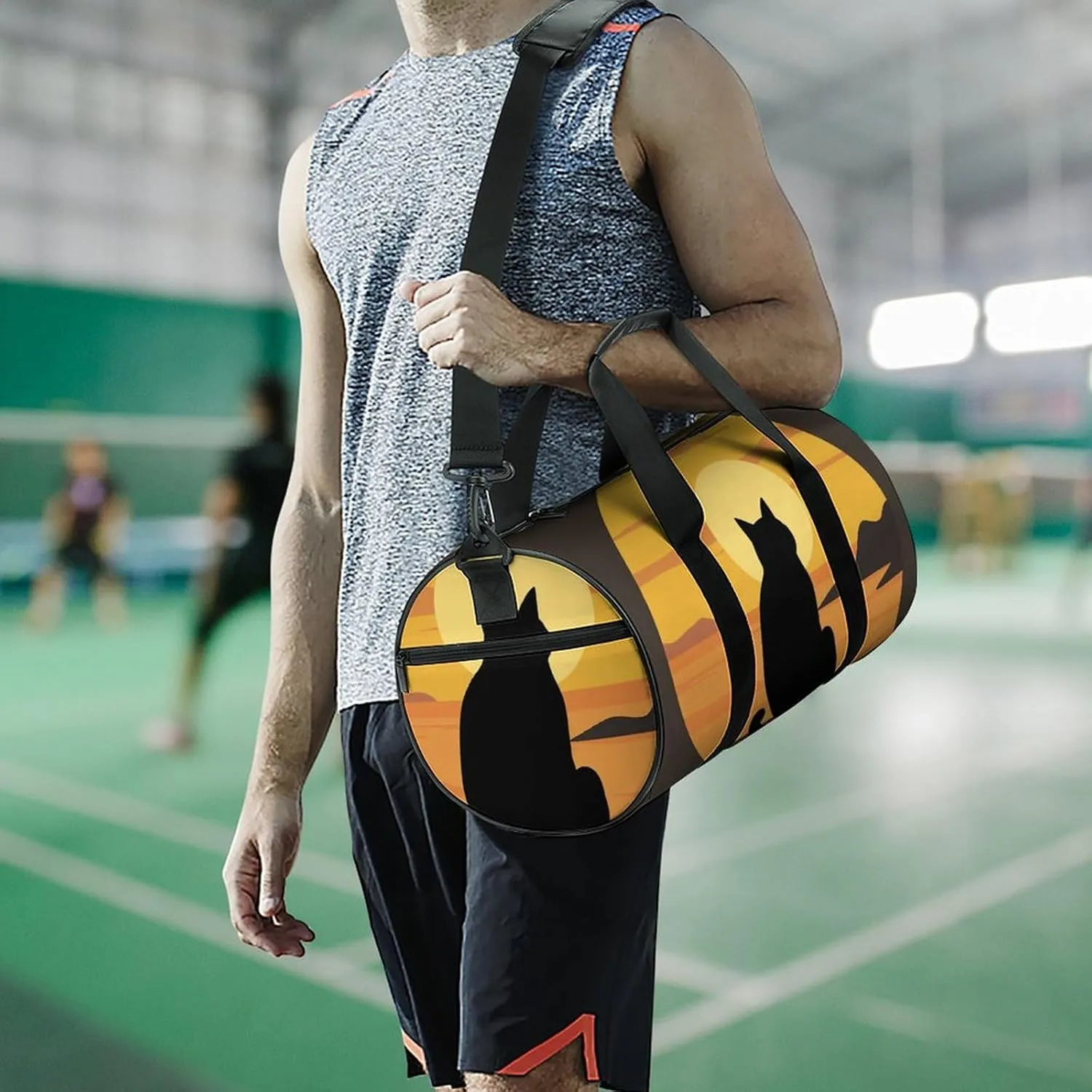 Gym Bag for Men Women Warm Cat Duffel Bag Overnight Bag with Compartment Gym Sackpac
