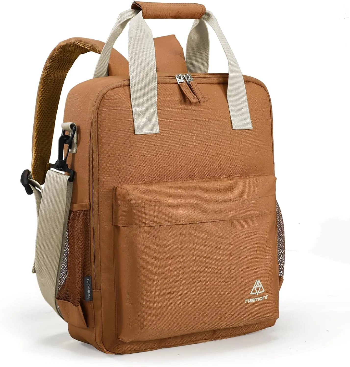 Haimont Cooler Backpack with Convertible Double Compartment, Insulated Lunch Bag Back Pack for Camping, Outdoor, Men Women, 15L, Brown
