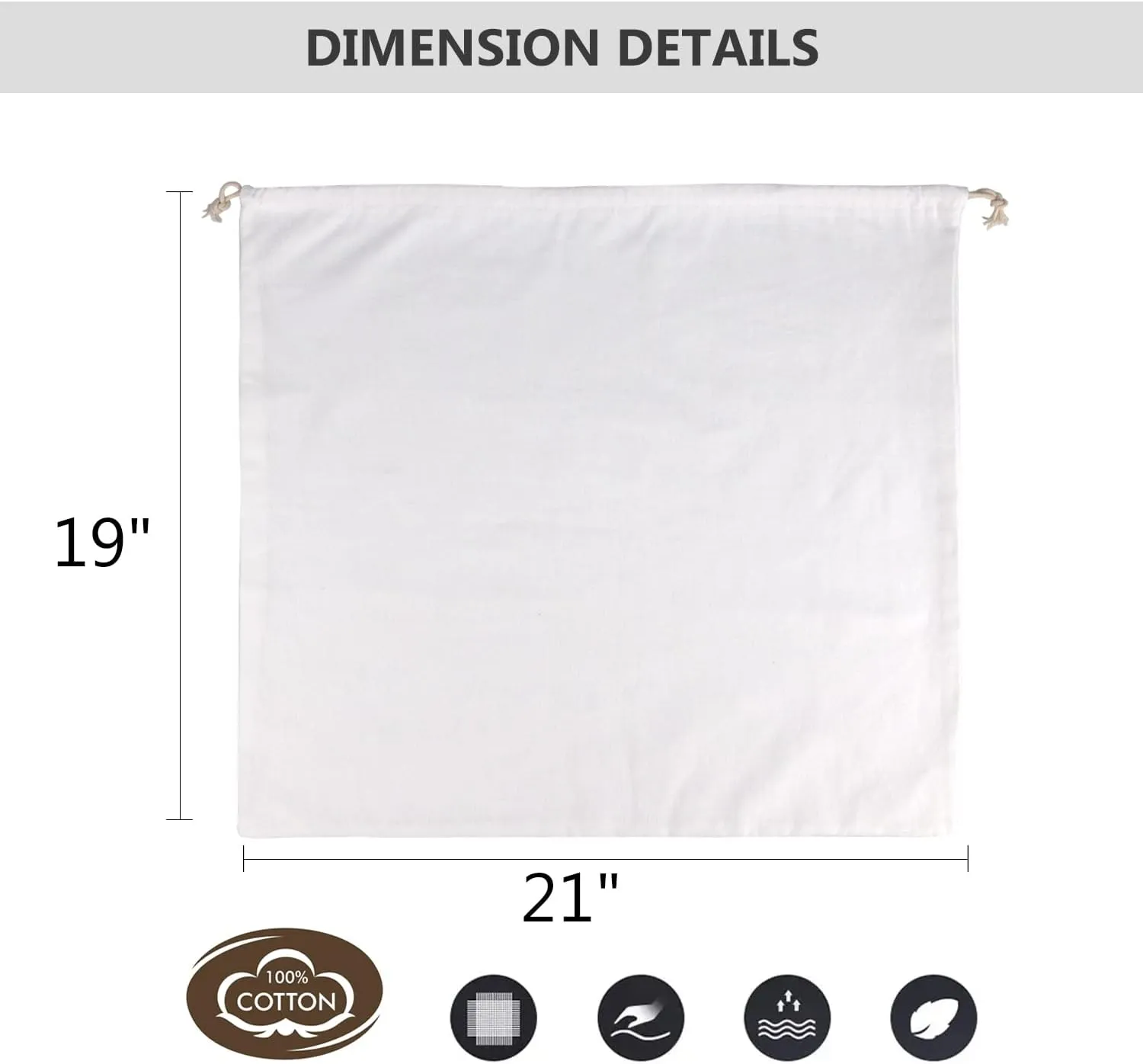 HAMBOLY 100% Cotton Bags 5 Pack Dust Cover Storage Pouch with Drawstring Closure for Packaging Handbags Purses Pocketbooks Shoes Boots, White (21 x 19 in)
