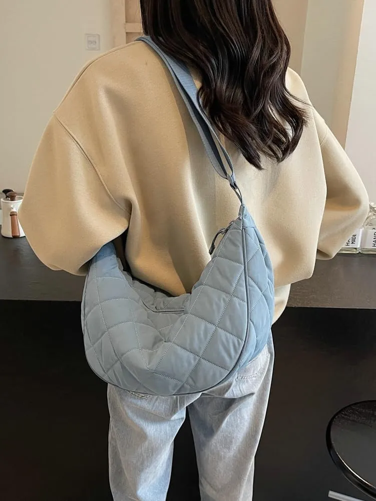 Hand Bags for Women 2024 Puffer Tote Bag Dumpling Bag Crescent Bag Nylon Crossbody Bags for Women Quilted Bag Commuter Tote