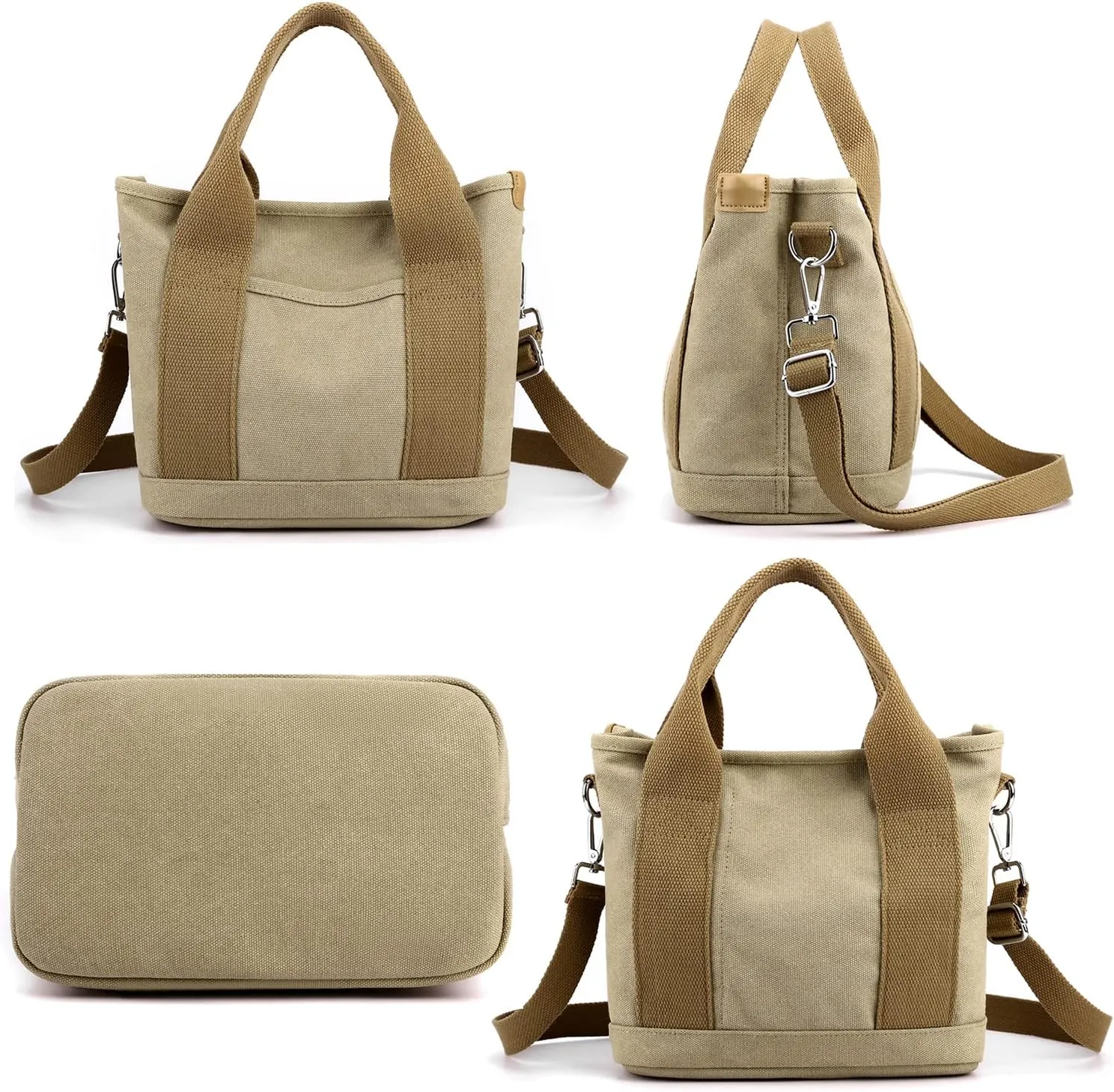 Handbag for Women Multi-Pockets, Canvas Tote Shoulder Bags with Zipper, Satchel Hobo Bag for Travel Work
