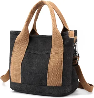 Handbag for Women Multi-Pockets, Canvas Tote Shoulder Bags with Zipper, Satchel Hobo Bag for Travel Work