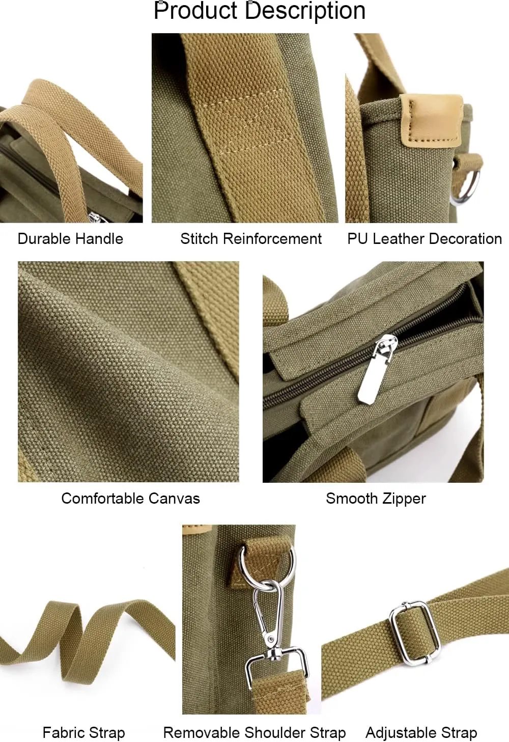 Handbag for Women Multi-Pockets, Canvas Tote Shoulder Bags with Zipper, Satchel Hobo Bag for Travel Work