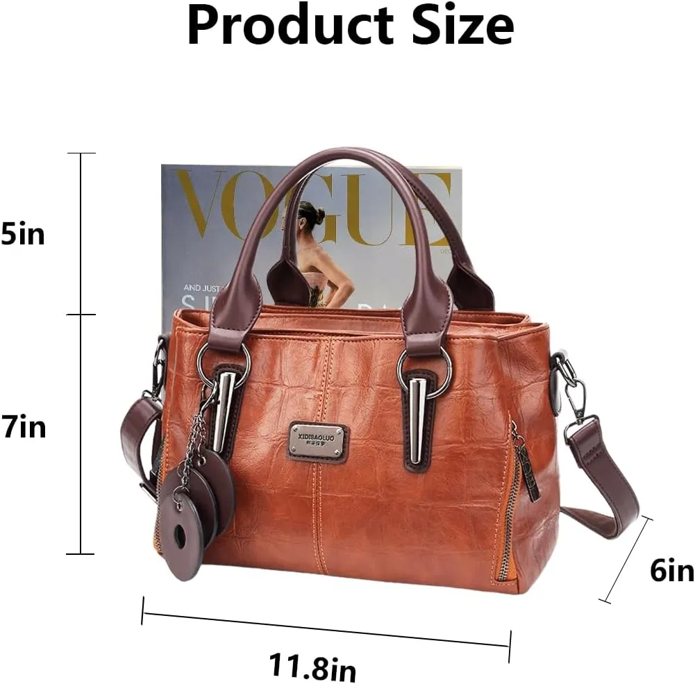 Handbags and Purses for Women Vegan Leather Tote Bag with Compartments Womens Shoulder Crossbody Satchel Work Bags