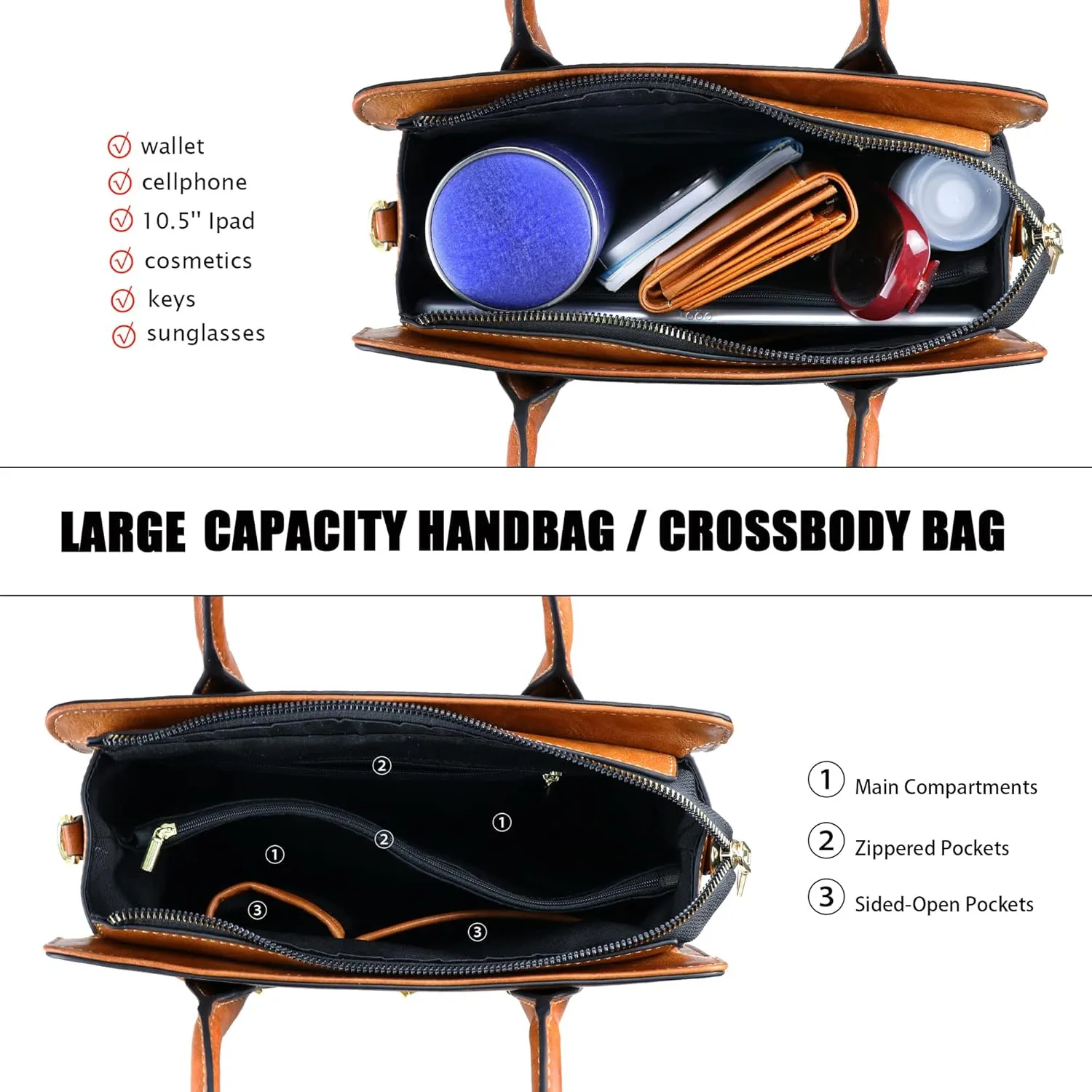 Handbags for Women Leather Shoulder Bag Top Handle Satchel Ladies Crossbody Purse