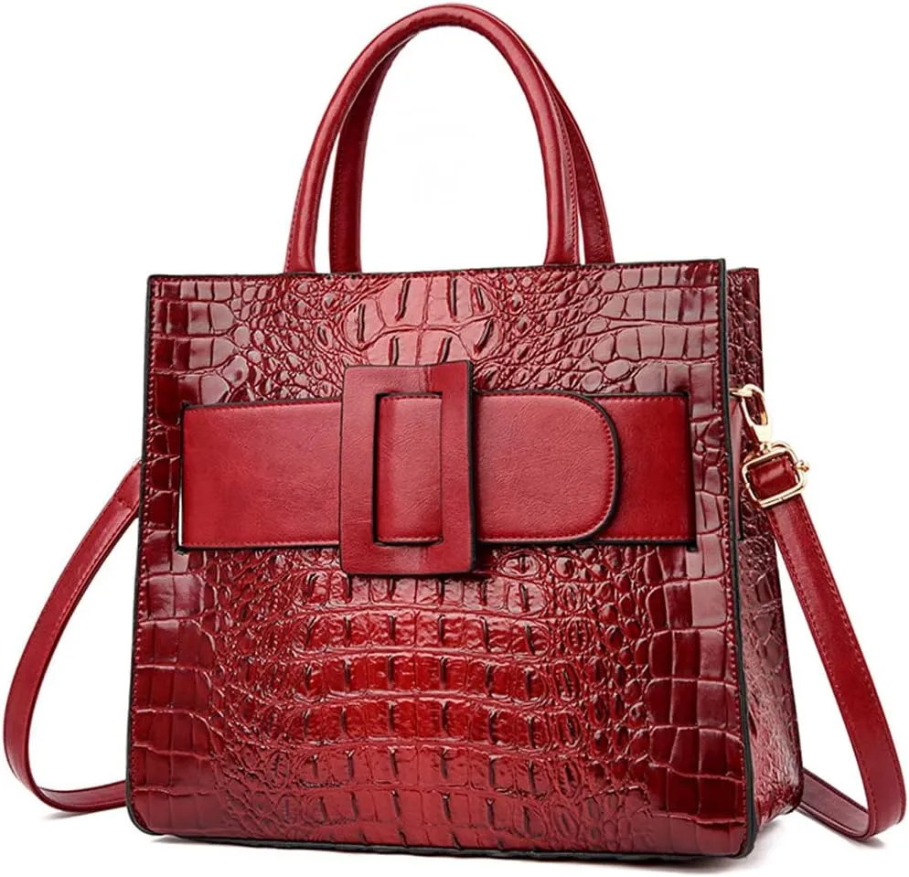 Handbags for Women Leather Top Handle Handbag Satchel Bag Medium Tote Bags Square Purse Ladies Shoulder Crossbody Bag