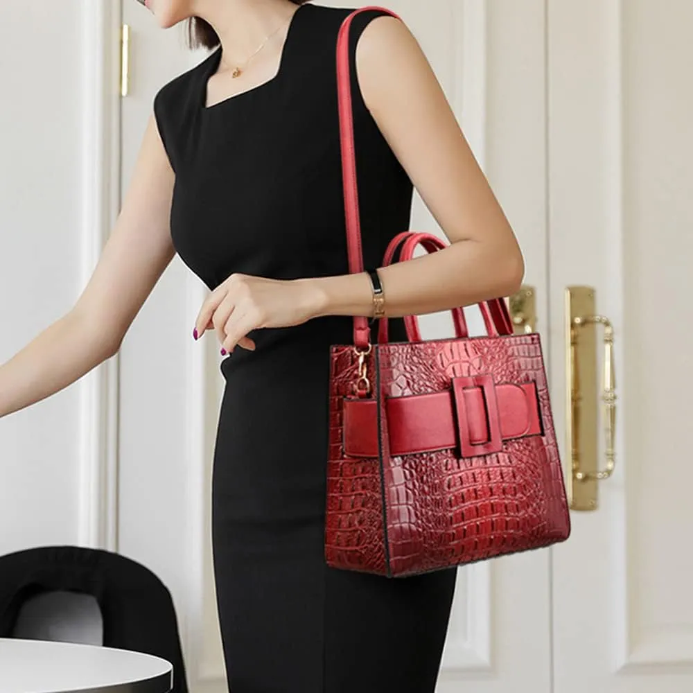 Handbags for Women Leather Top Handle Handbag Satchel Bag Medium Tote Bags Square Purse Ladies Shoulder Crossbody Bag