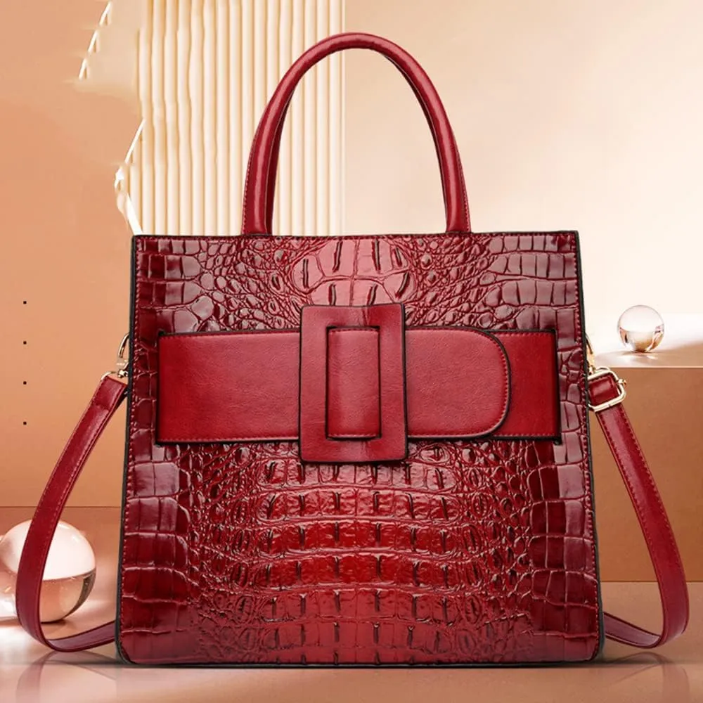 Handbags for Women Leather Top Handle Handbag Satchel Bag Medium Tote Bags Square Purse Ladies Shoulder Crossbody Bag