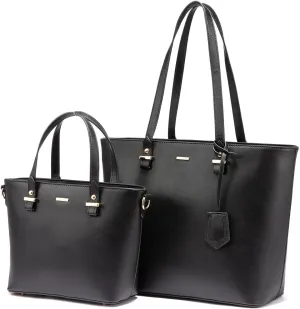 Handbags for Women Shoulder Bags Tote Satchel Hobo 3pcs Purse Set Black