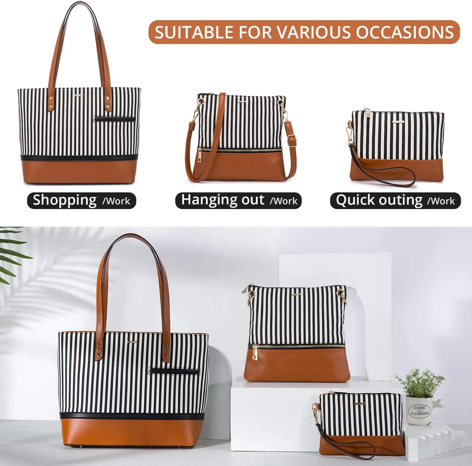 Handbags for Women Shoulder Bags Tote Satchel Hobo 3pcs Purse Set Black