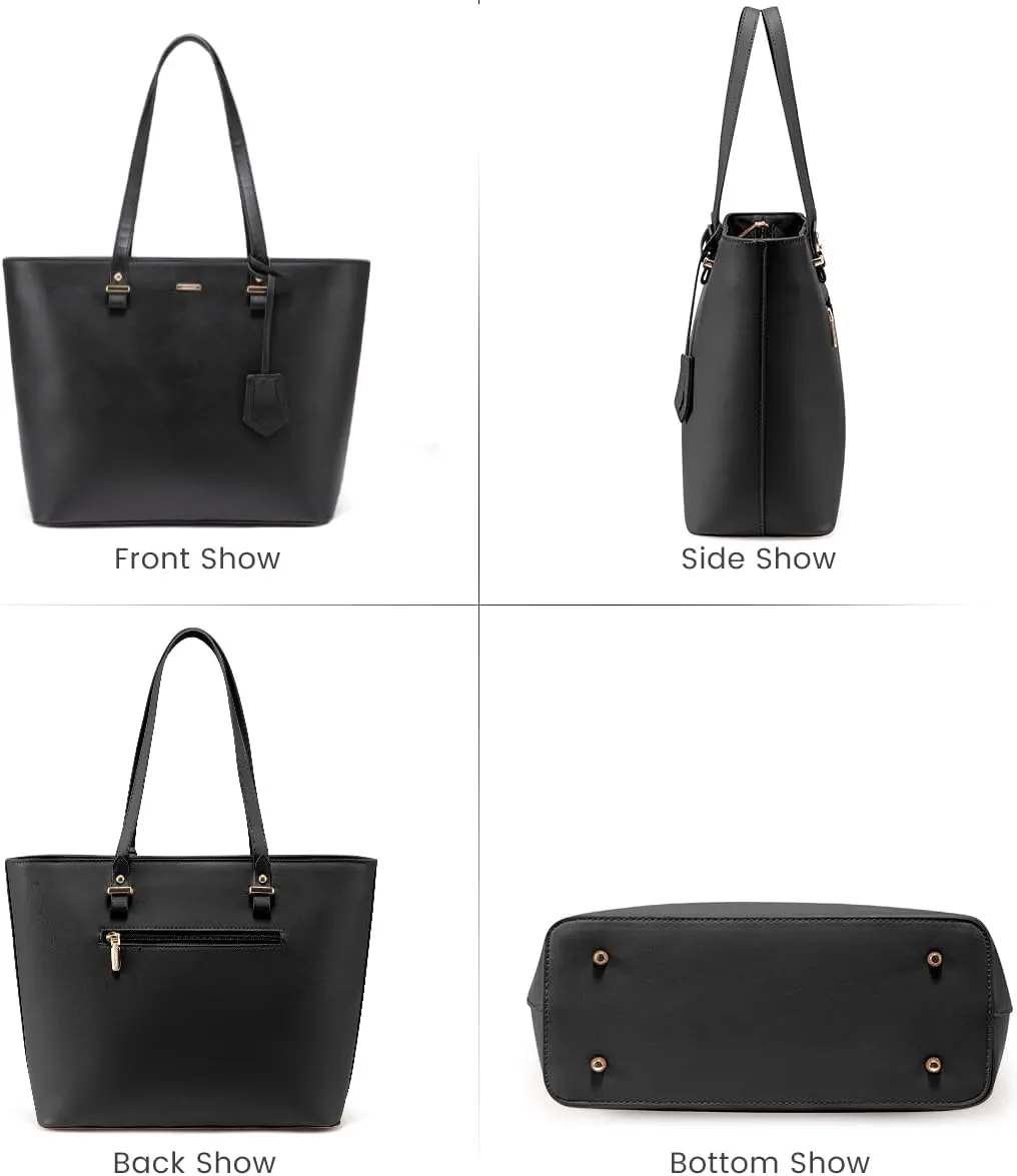 Handbags for Women Shoulder Bags Tote Satchel Hobo 3pcs Purse Set Black