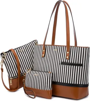 Handbags for Women Shoulder Bags Tote Satchel Hobo 3pcs Purse Set Black