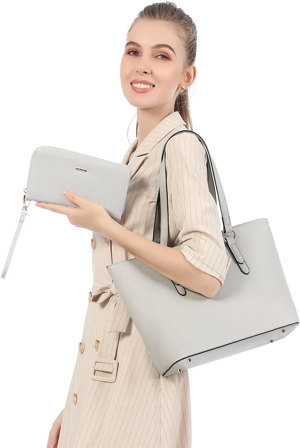 Handbags for Women Shoulder Bags Tote Satchel Hobo 3pcs Purse Set Black