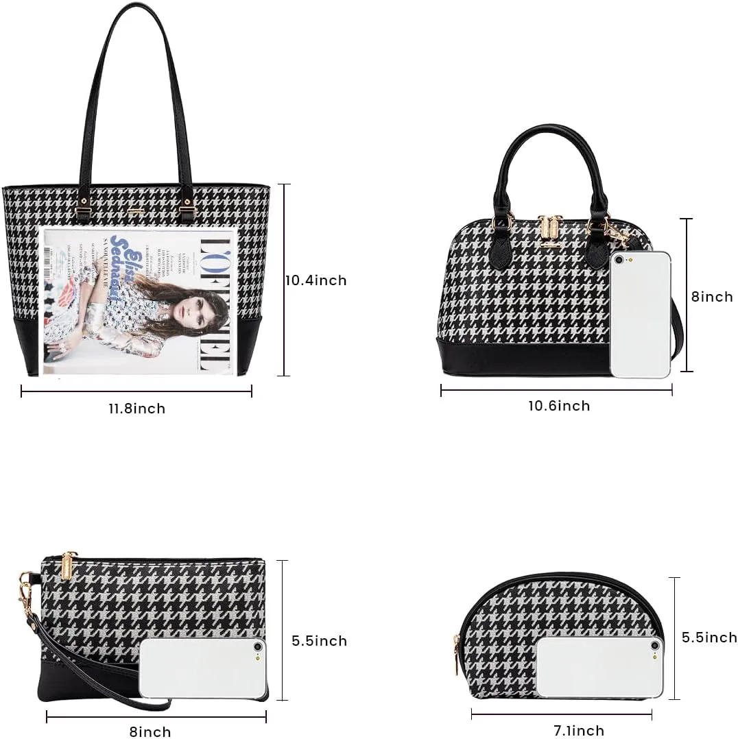 Handbags for Women Shoulder Bags Tote Satchel Hobo 3pcs Purse Set Black