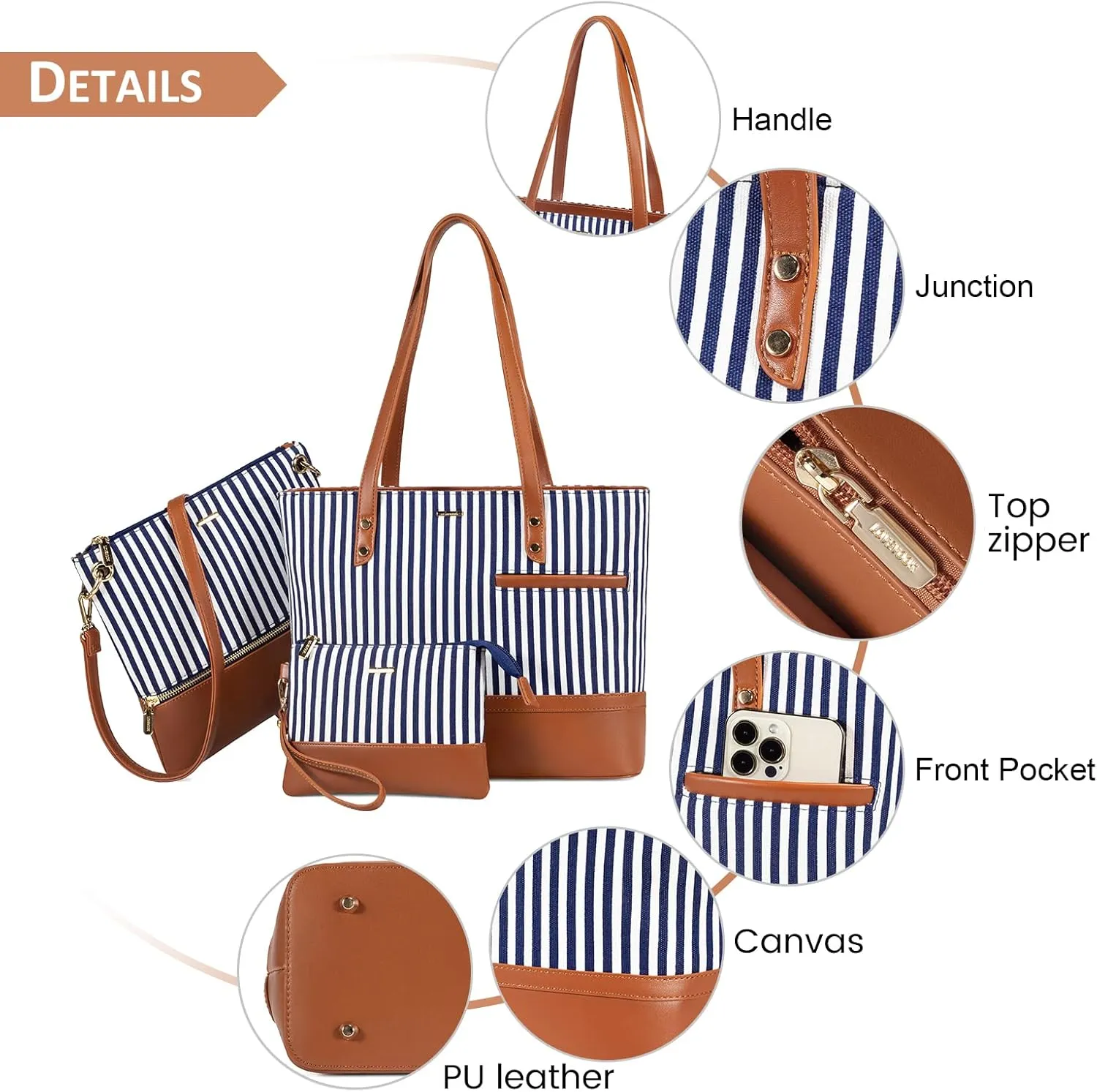 Handbags for Women Shoulder Bags Tote Satchel Hobo 3pcs Purse Set Black