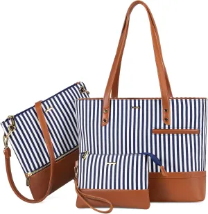 Handbags for Women Shoulder Bags Tote Satchel Hobo 3pcs Purse Set Black