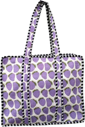 Handblock Travel Bag, Cotton Tote Bag For Shopping Grocery & Beach, Zipper Close, Handmade Indian Shopping Shoulder Bag