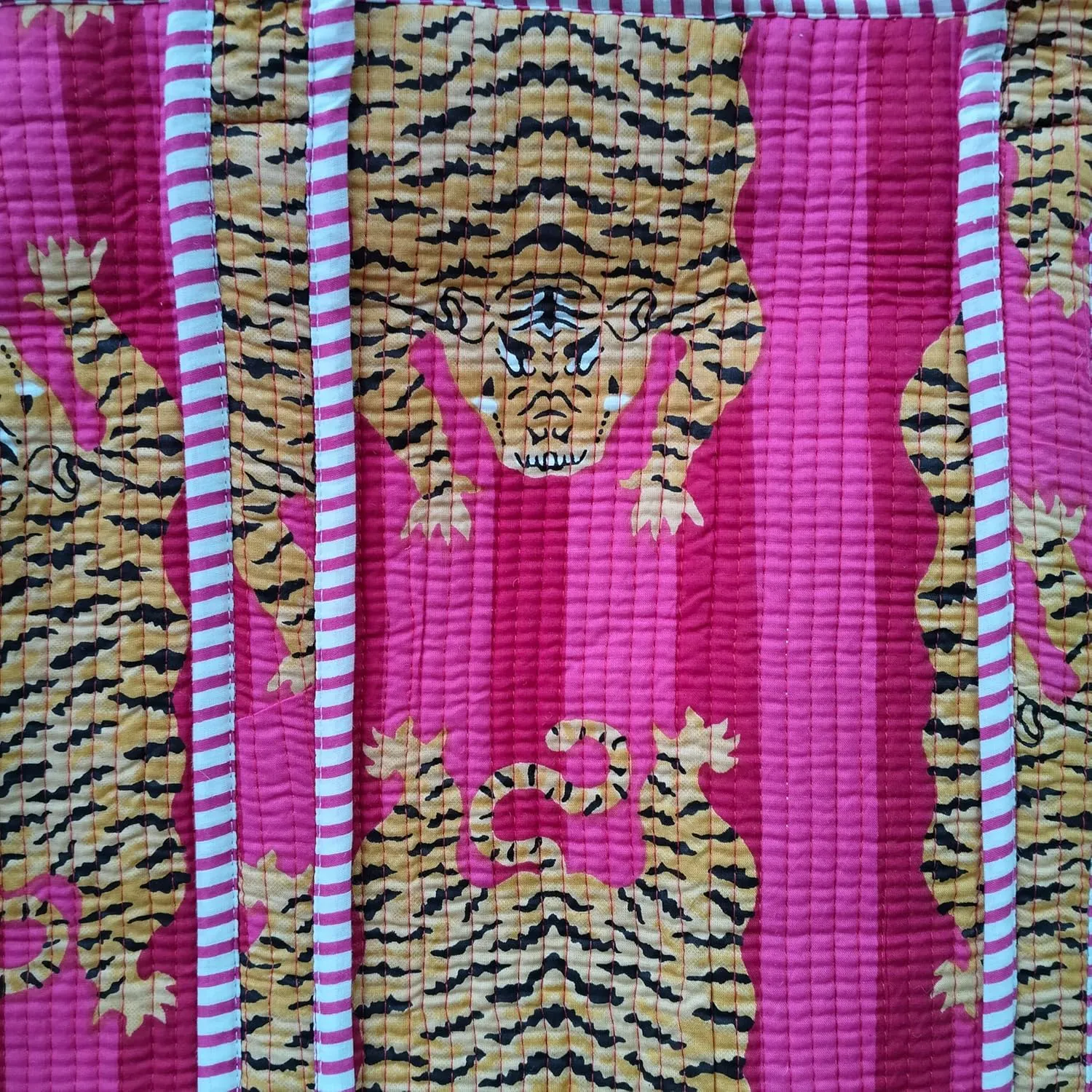 Handblock Travel Bag, Cotton Tote Bag For Shopping Grocery & Beach, Zipper Close, Handmade Indian Shopping Shoulder Bag