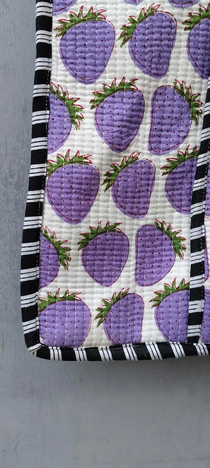 Handblock Travel Bag, Cotton Tote Bag For Shopping Grocery & Beach, Zipper Close, Handmade Indian Shopping Shoulder Bag