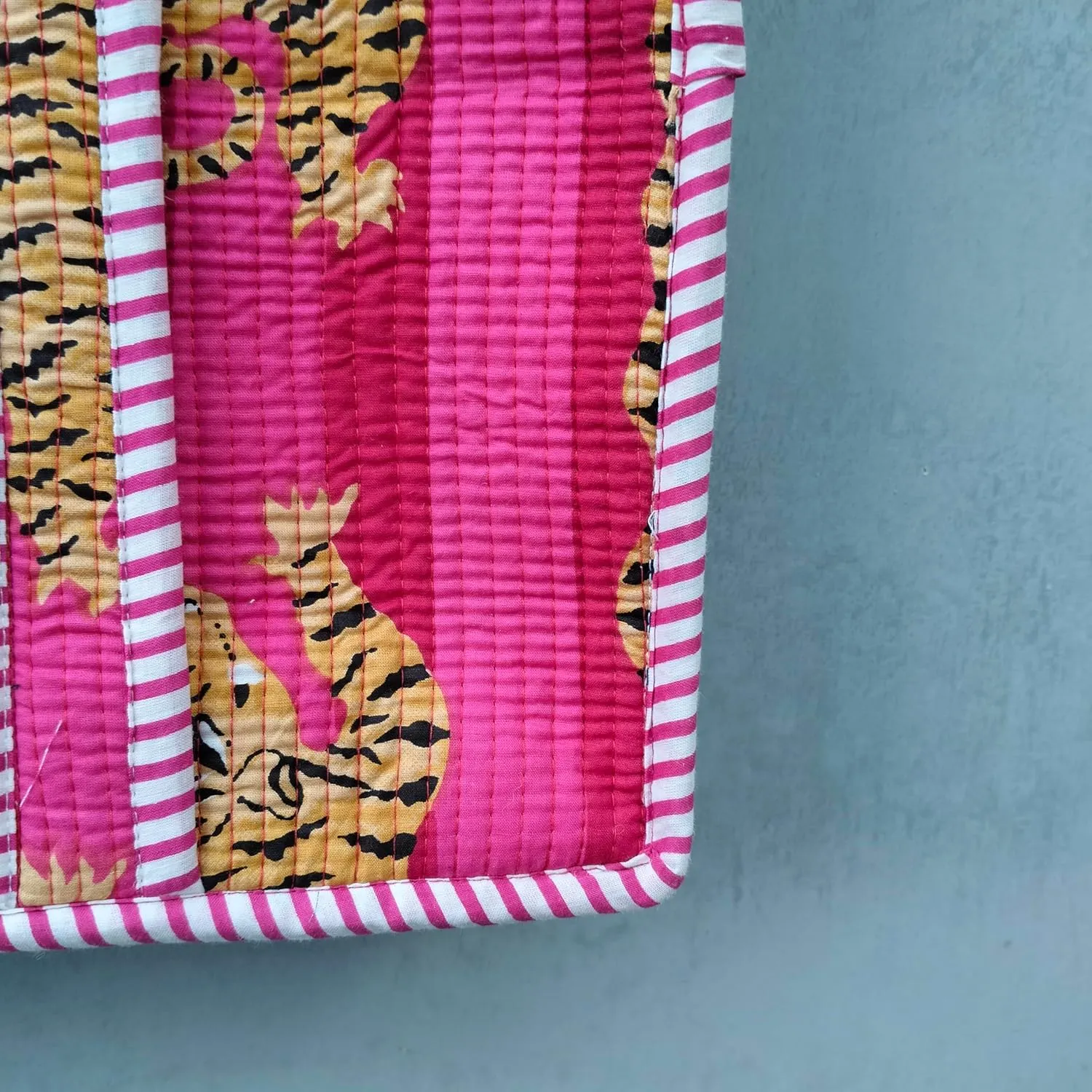 Handblock Travel Bag, Cotton Tote Bag For Shopping Grocery & Beach, Zipper Close, Handmade Indian Shopping Shoulder Bag