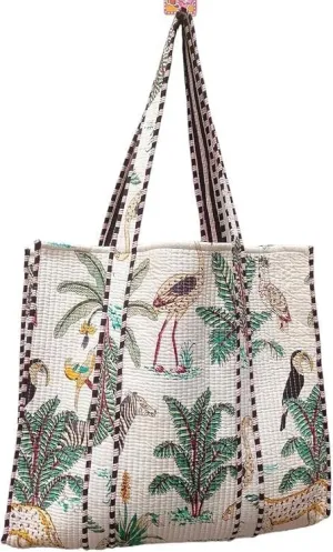 HANDICRAFTS Women’s 100% Cotton Lightweight Shoulder Tote Bag with Interior Poeckt Casual Handbag