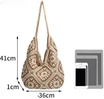 Handmade Straw Tote Bag Women - Woven Summer Beach Bag Floral Design Travel Vacation Beach Shoulder Handbag Purse
