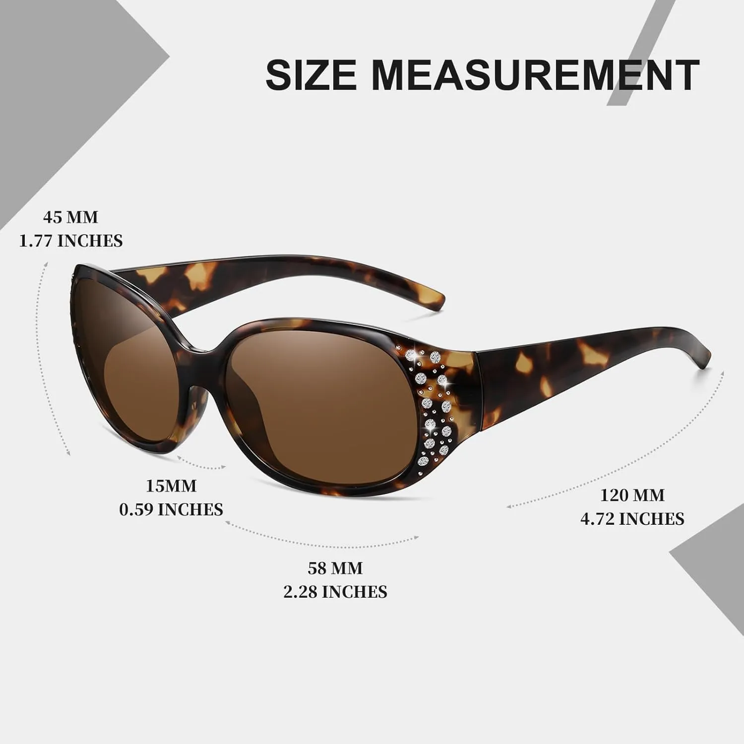 HAOLOTA Polarized Sunglasses for Women, Rhinestone Wrap Around Sunglasses with UV400 Protection