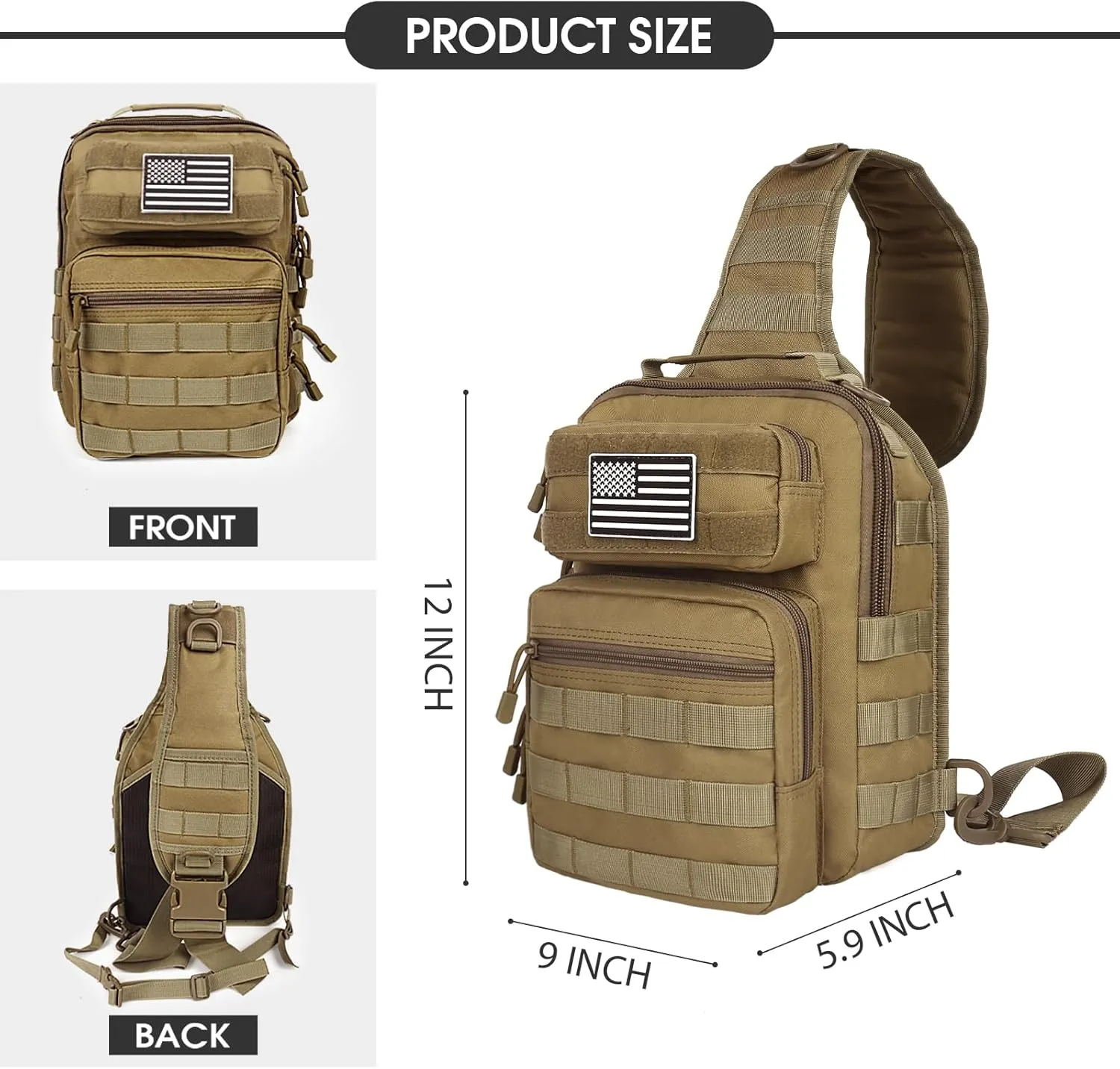 HAOMUK Tactical Sling Bag Backpack Military Rover Shoulder Sling Pack Small EDC Crossbody Chest Bag for Men