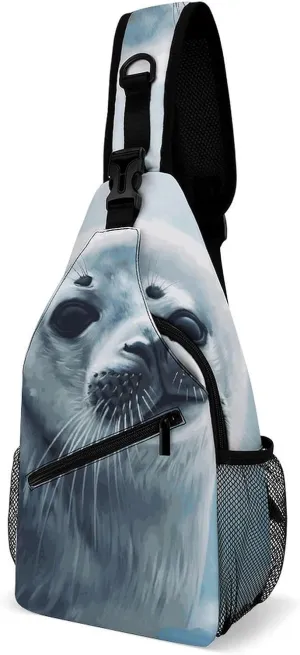 Harp Seal Painting Wallpaper Sling Bag for Men Women Travel Crossbody Bags Large Hiking Sling Backpack Chest Bag Man Purse