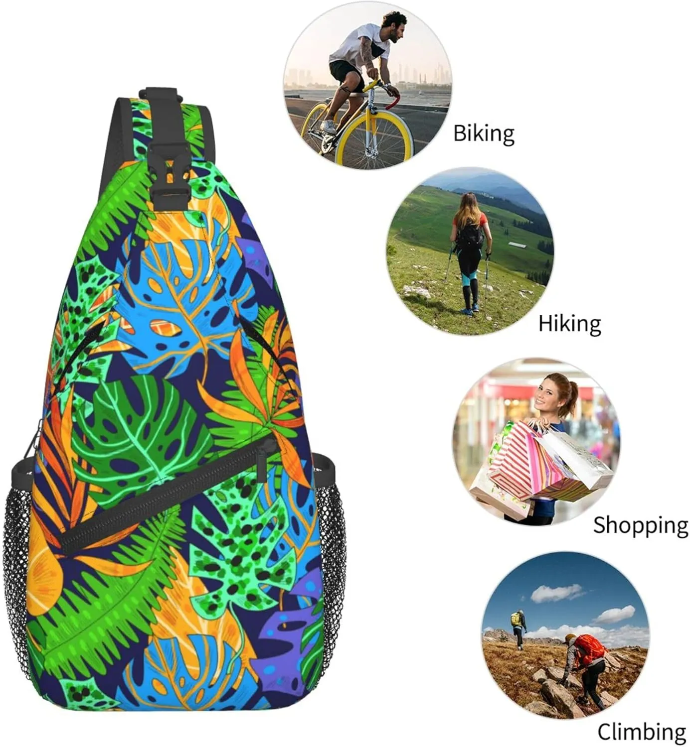 Hawaii Summer Tropical Sling Backpack Crossbody Bag, Chest Bag Daypack for Outdoors Hiking Traveling