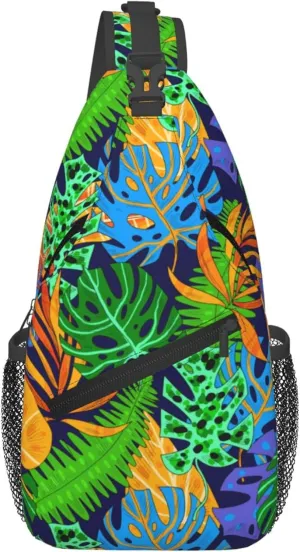 Hawaii Summer Tropical Sling Backpack Crossbody Bag, Chest Bag Daypack for Outdoors Hiking Traveling