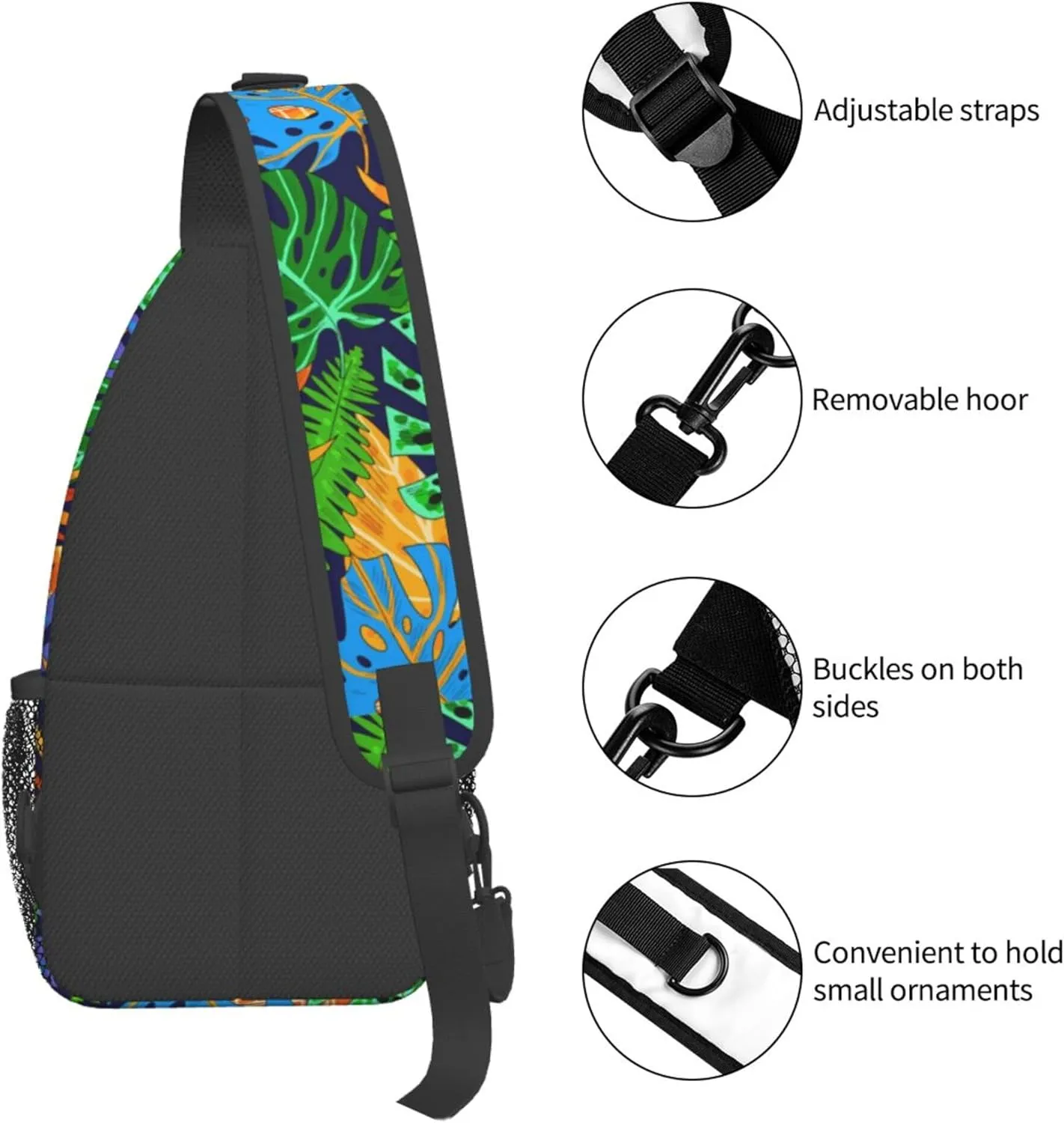 Hawaii Summer Tropical Sling Backpack Crossbody Bag, Chest Bag Daypack for Outdoors Hiking Traveling