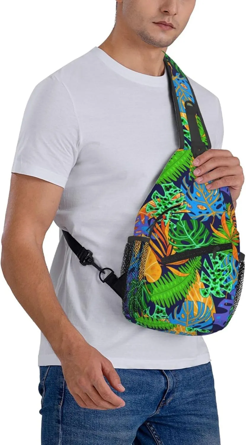 Hawaii Summer Tropical Sling Backpack Crossbody Bag, Chest Bag Daypack for Outdoors Hiking Traveling