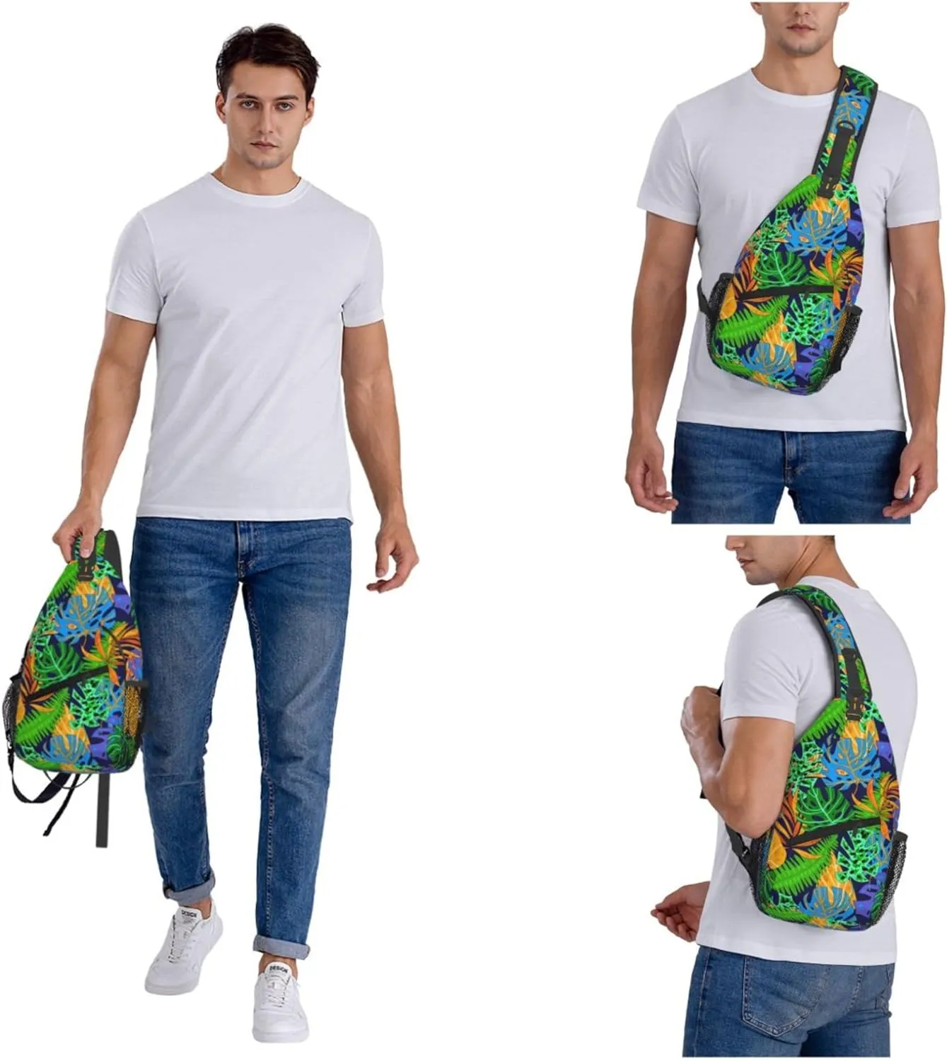 Hawaii Summer Tropical Sling Backpack Crossbody Bag, Chest Bag Daypack for Outdoors Hiking Traveling