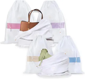 Hayden Hill Luxury Organic Cotton Dust Bags For Handbags - 6 Pack (Med-Large) - Handbag, Purse and Shoe Bags for Storage - Certified Carbon Neutral