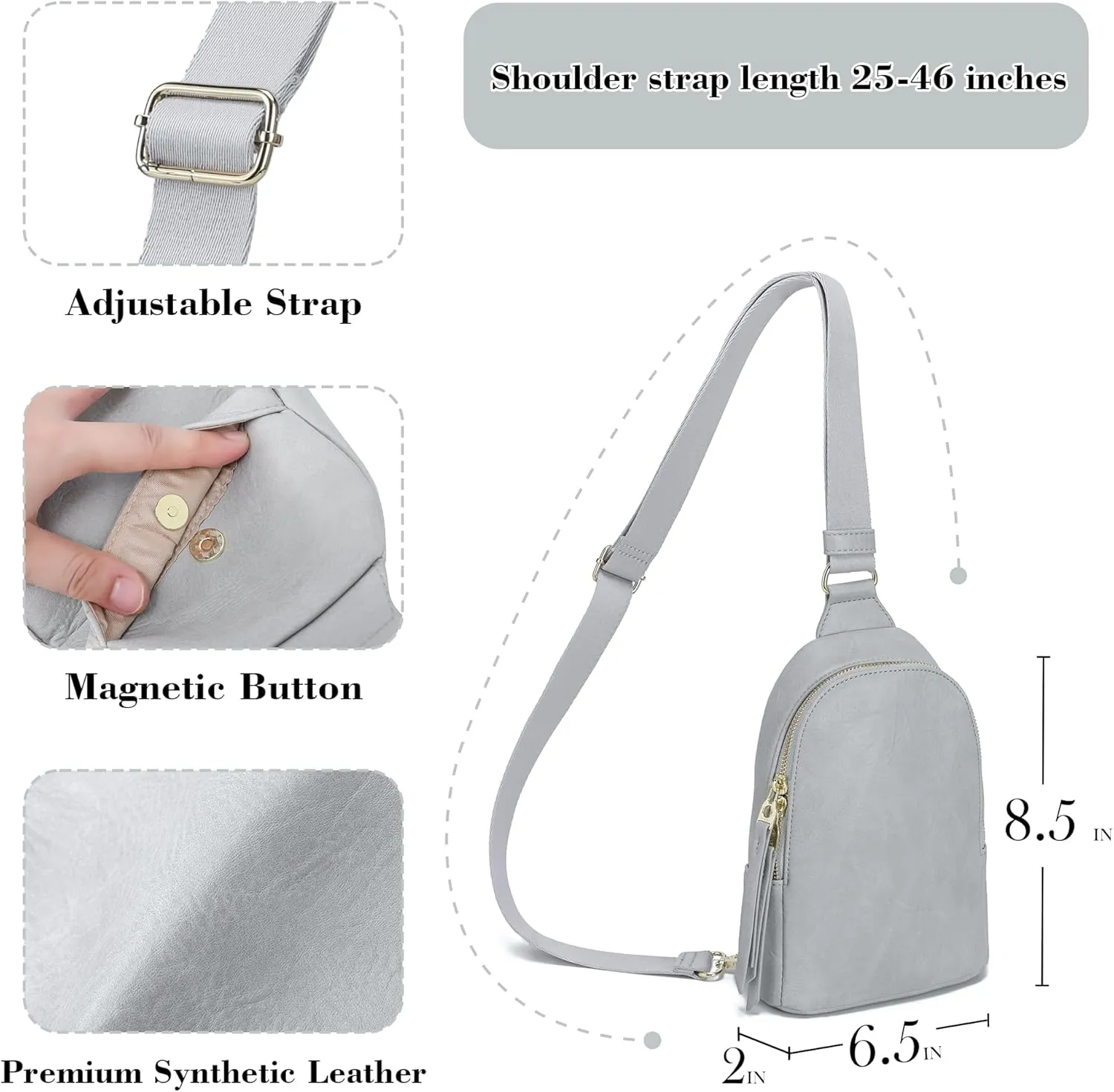 Haytijoe Crossbody Bags for Women Leather Sling Bag Anti-theft Cross Body Bag Travel Sling Purse Chest Bags Fanny Packs