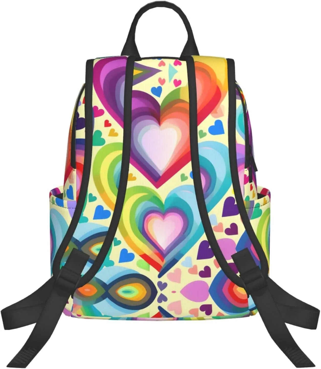 Hearts In Rainbow Colors Print Lightweight Backpack, Travel Bookbag College Bag,Laptop Backpack For Men Women