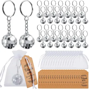 Henoyso 270 Pcs Mirror Disco Ball Keychain with Organza Bags and Thank You Tags Mini Disco Ball Decorations Bulk for 70s 80s Party Favors Disco Theme Birthday Halloween Christmas Party Gifts