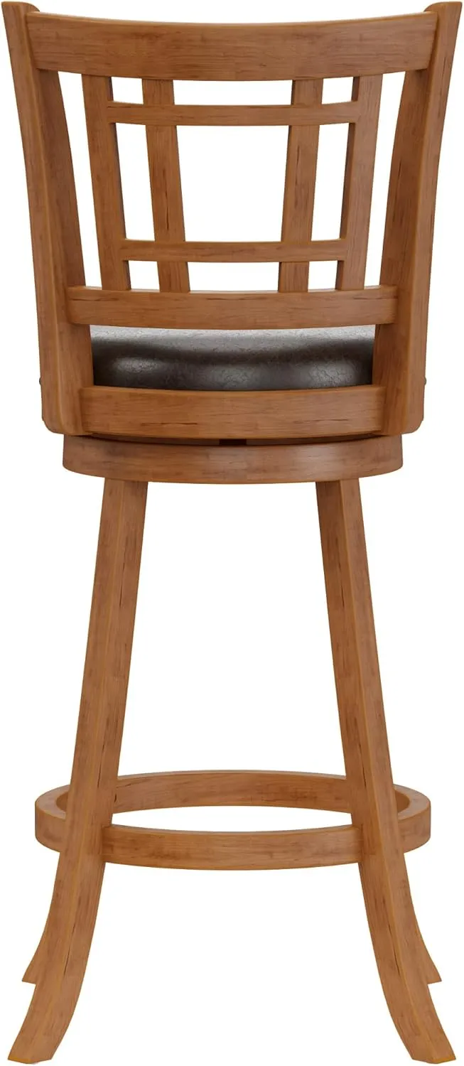 Hillsdale Fairfox Swivel Stool with Rectangular Lattice Back, Bar Height, Oak