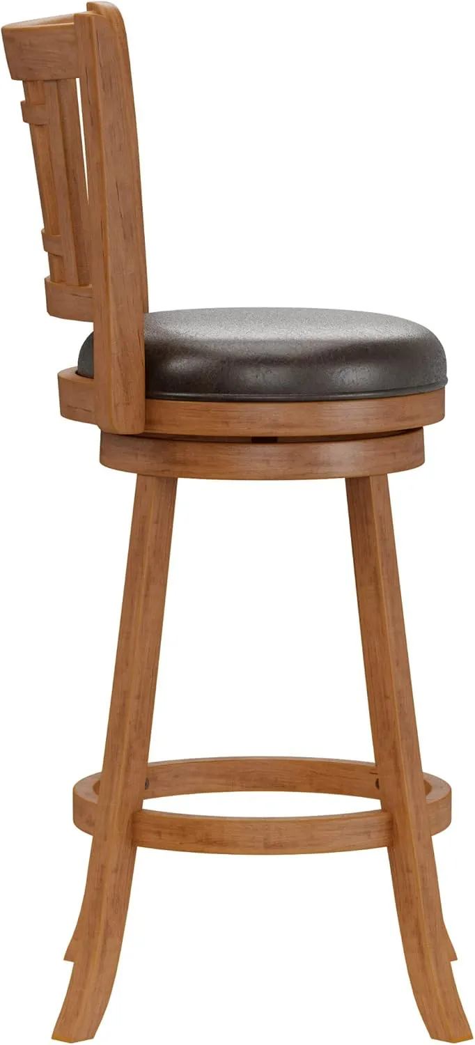 Hillsdale Fairfox Swivel Stool with Rectangular Lattice Back, Bar Height, Oak