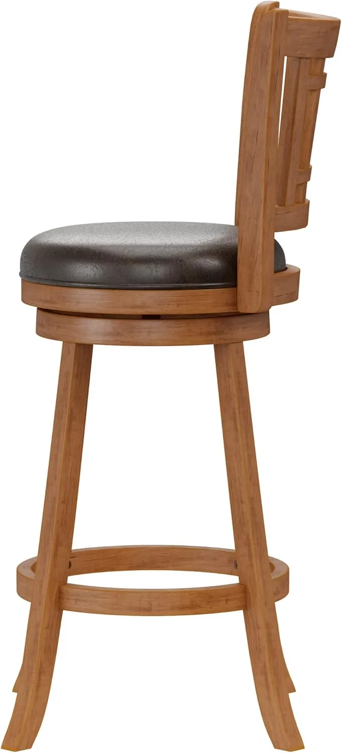 Hillsdale Fairfox Swivel Stool with Rectangular Lattice Back, Bar Height, Oak