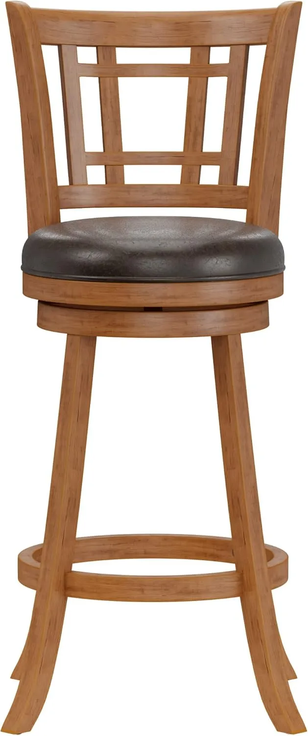 Hillsdale Fairfox Swivel Stool with Rectangular Lattice Back, Bar Height, Oak