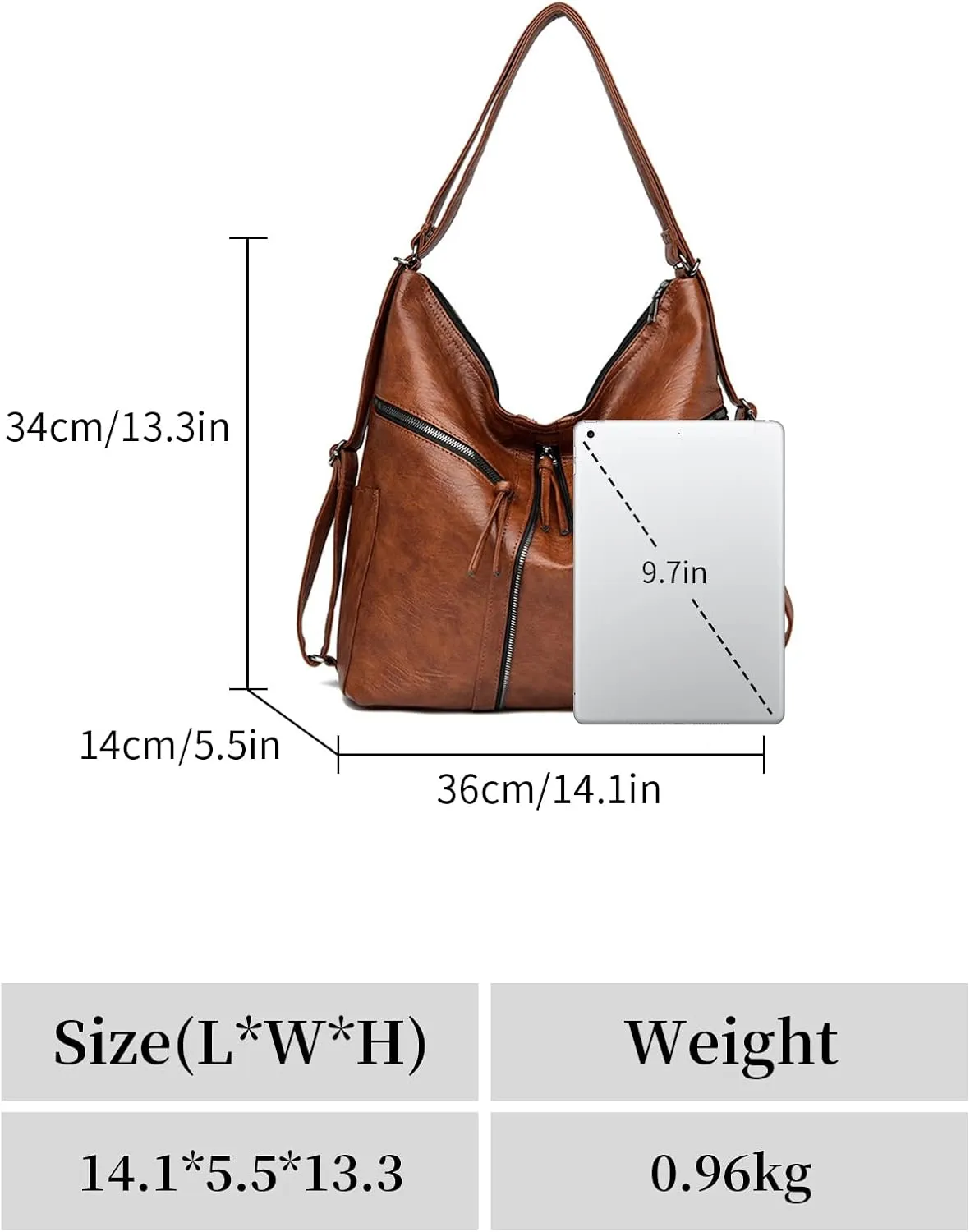 Hobo Bags for Women PU Leather Shoulder Bags Large Hobo Crossbody Purse 3 Way Womens' Handbags